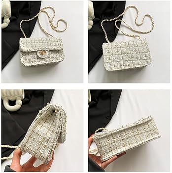 Amazon | ショルダーバッグ レディース ツイード チェーン クロス