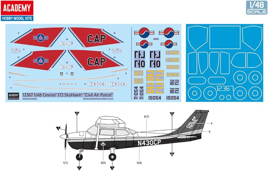 Academy 492367-1/48 Cessna 172 Skyhawk, Civil Air Control - Scale
