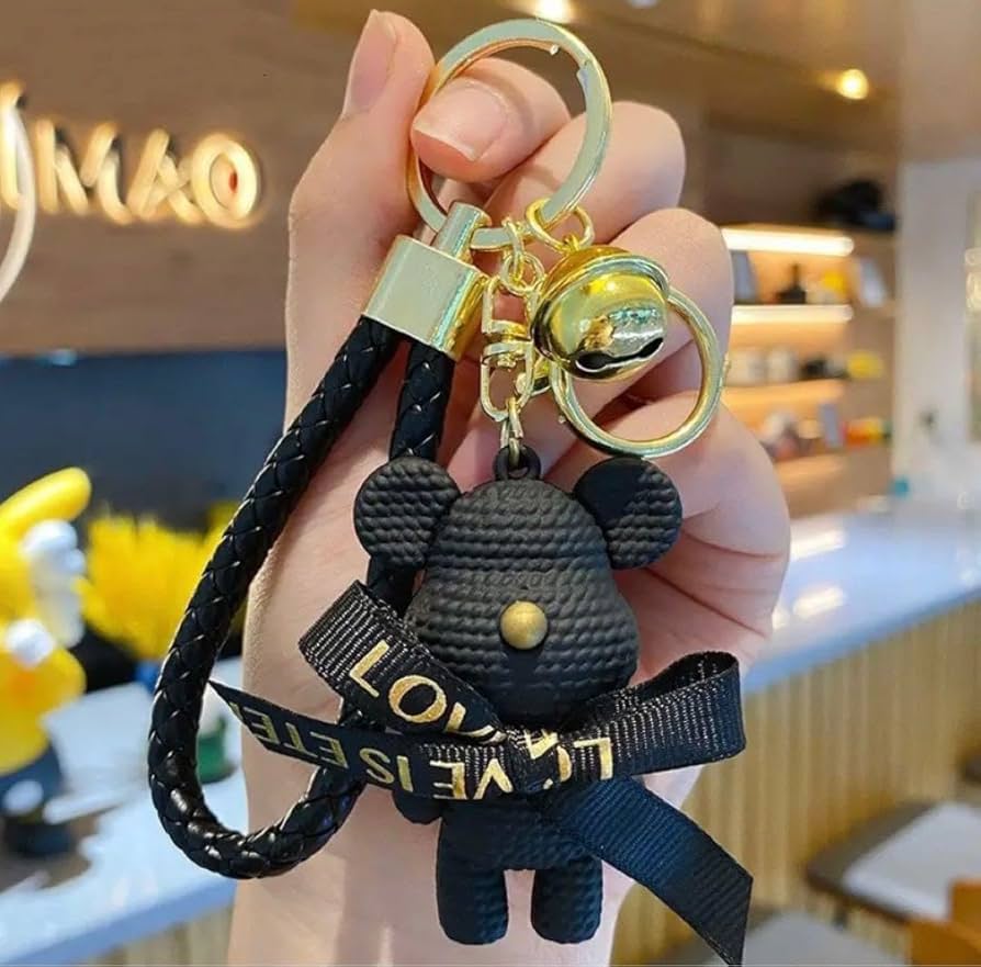 Amazon.co.jp: クマ熊くま3Dキーホルダーキーリング バッグチャーム 鈴