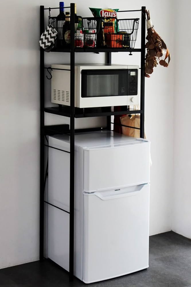 Amazon｜山善(YAMAZEN) レンジラック ゴミ箱 ラック (2口コンセント