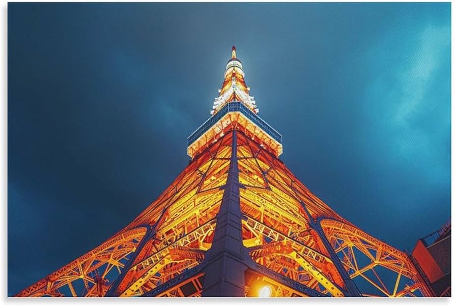 Amazon.co.jp: 絵画 東京タワーを見上げるインテリア 絵画 雄大な建物