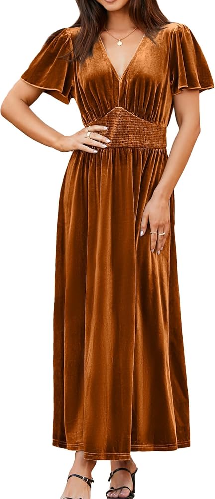 Amazon.com: Simplee Fall Wedding Guest Dress Velvet Dress Women