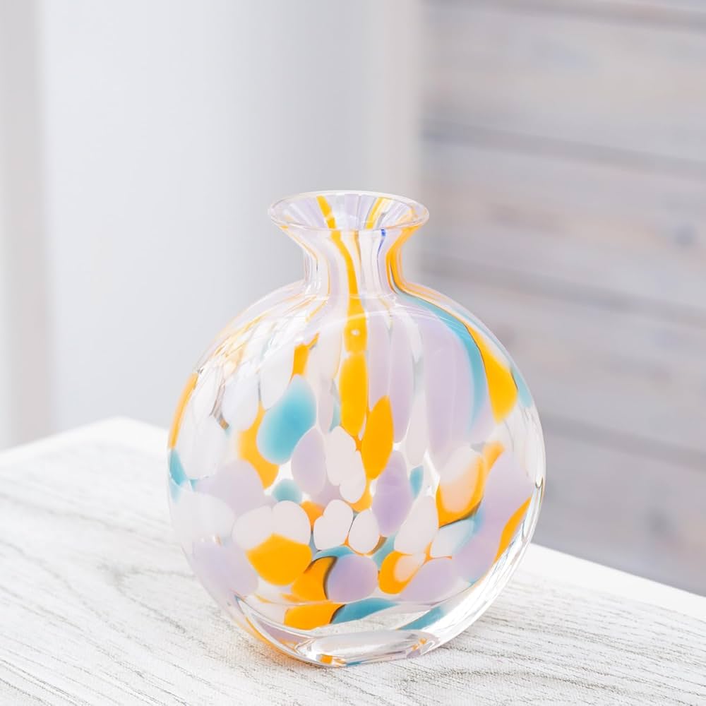 緑色のマーブル模様 ガラス花瓶 緑色のマーブル模様 ガラス花瓶 緑色の