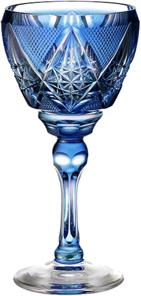 Amazon｜山下工芸 薩摩切子 ワイングラス 瑠璃 φ8×16cm 13041430