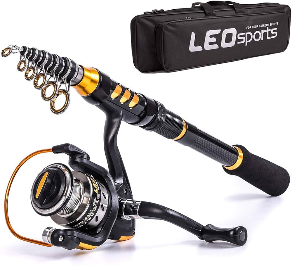 Amazon | Leo 超短 ポータブル 伸縮式 釣り竿 リールコンボ カーボン