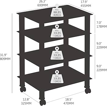 Amazon.co.jp: FITUEYES オーディオラック キャスター付き メディア