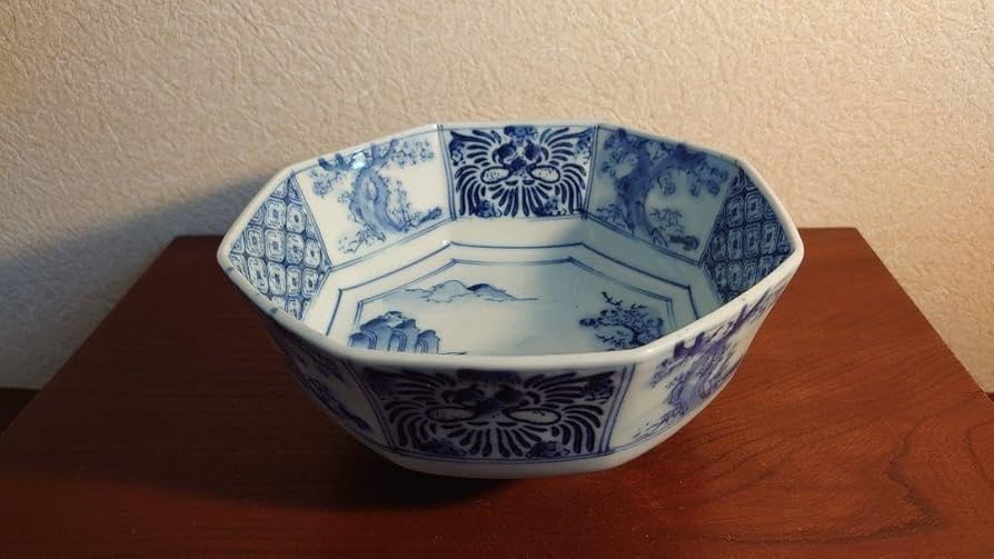 Amazon.co.jp: 古伊万里 伊万里 八角鉢 染錦 大鉢 鑑賞陶器