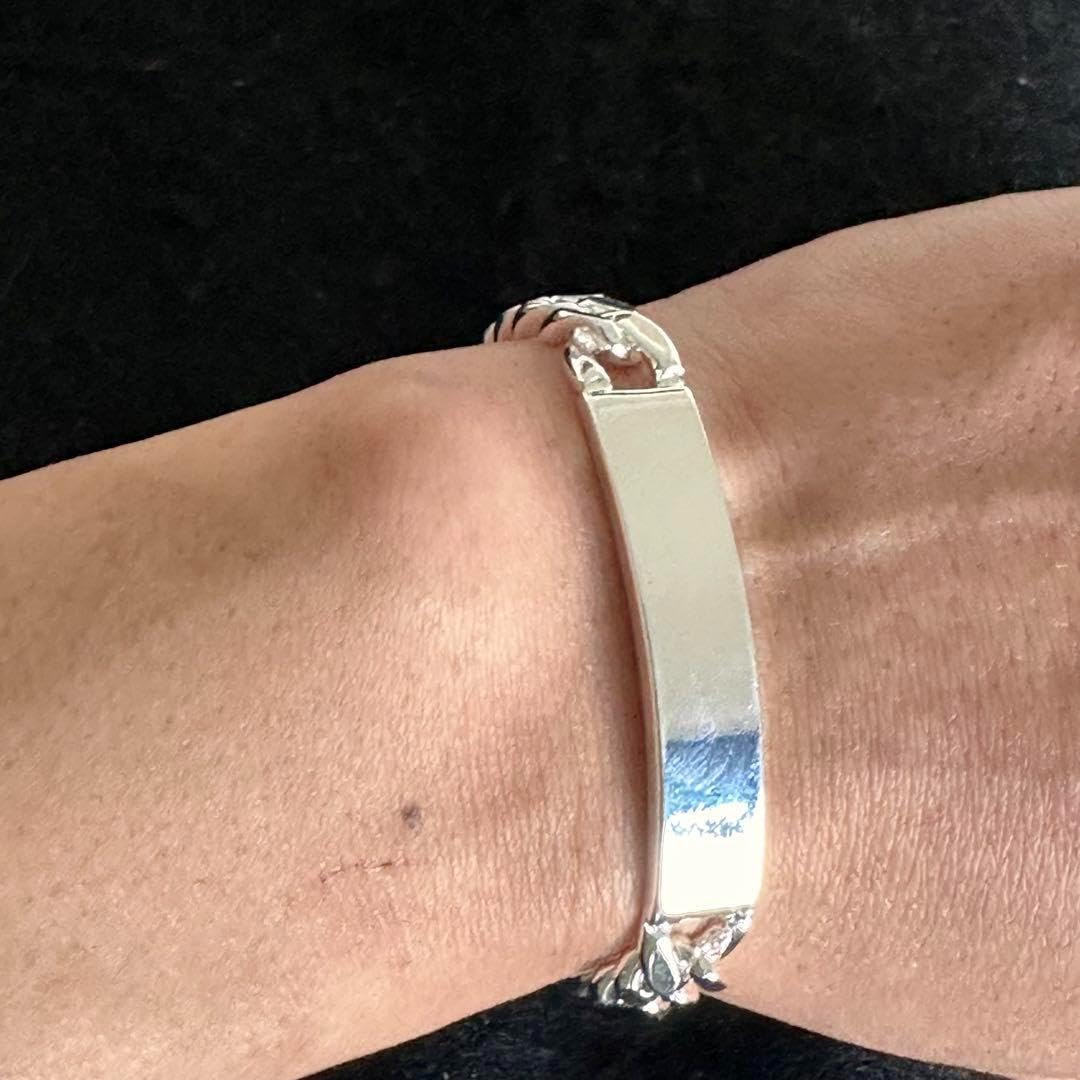 Amazon.co.jp: シルバー 925 ブレスレット IDプレート シンプル メンズ