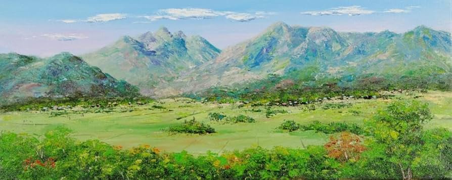 Amazon.co.jp: 西村拡人 阿蘇五岳・7 阿蘇 絵画 風景画 熊本 油絵 一点