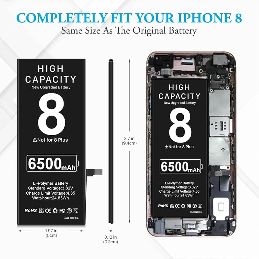 Amazon.com: 6500mAh Upgraded Battery for iPhone 8, 2025 New