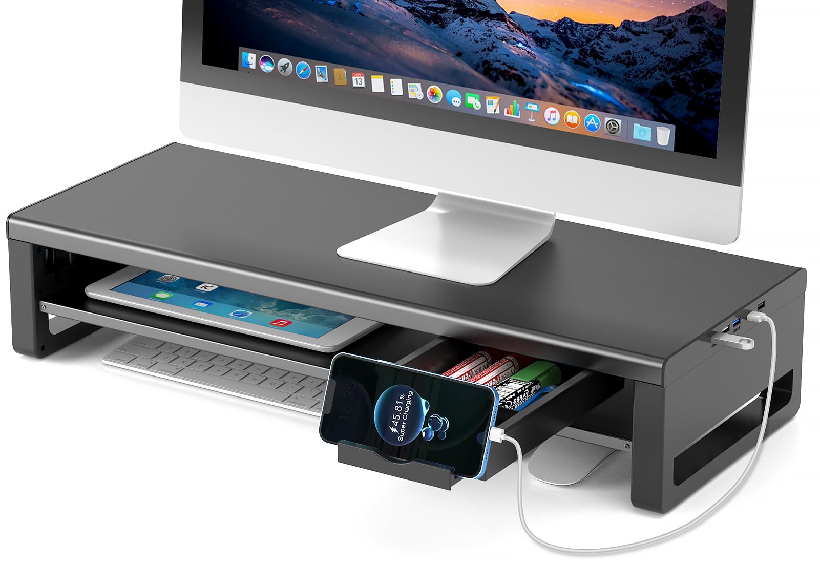 Amazon.co.jp: EAYHM モニター台 USB2.0/3.0データ転送付き 机上台 USB