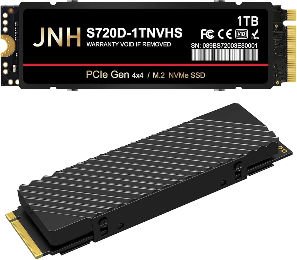 Amazon | JNH SSD 1TB PCIe Gen4x4 M.2 NVMe 2280 DRAMヒートシンク