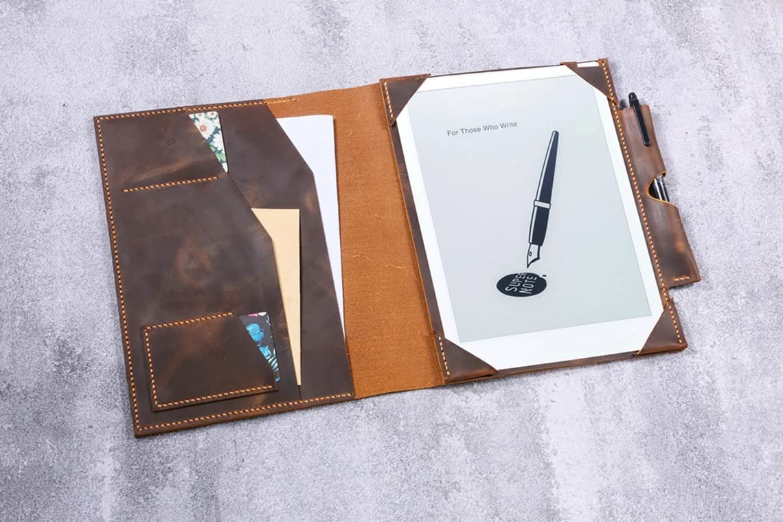 Amazon.com: Handcrafted Rugged Leather Folio Cover Case for
