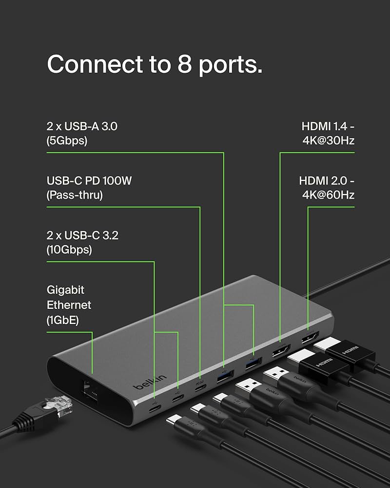 Amazon | Belkin Connect ユニバーサル USB-C 8-in-1 デュアル