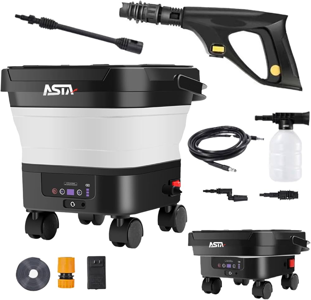 Amazon | ASTA 高圧洗浄機 コードレス 洗車 PSE認証済み 13Lバケツ一