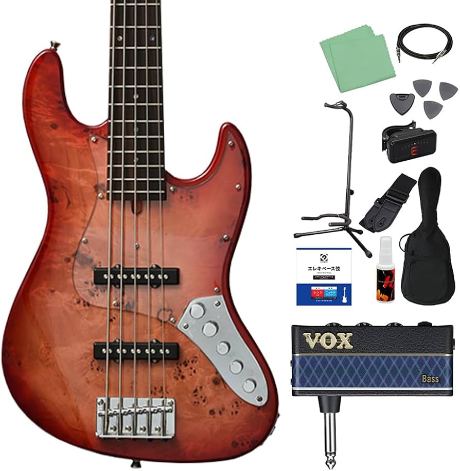 Amazon | Bacchus WJB5-BP/Act 5弦ベース初心者12点セット【ヘッドホン