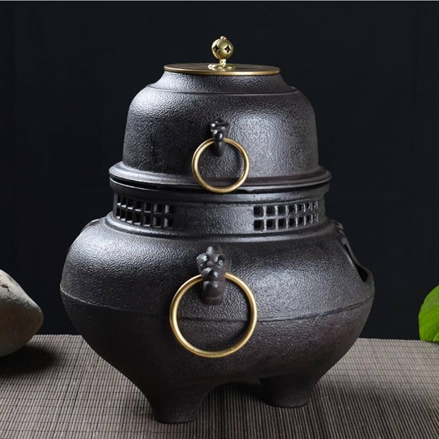 Amazon｜foke茶釜 風炉釜 切合鬼面風炉 茶釜添え 鉄風炉 茶道具