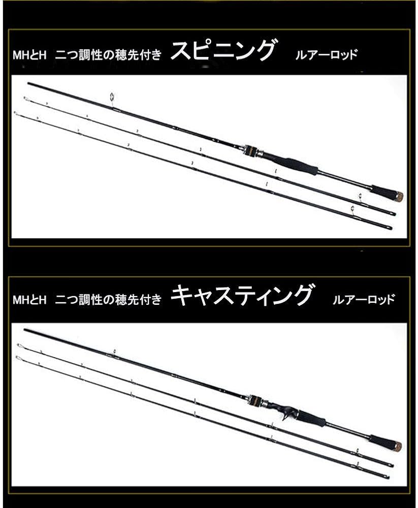 Amazon | MH/H調釣り竿 二つ穂先付き ルアーロッド 超硬フィッシング