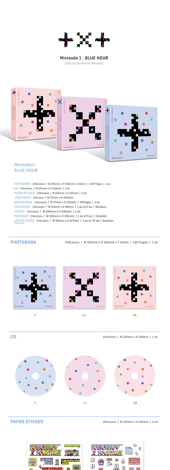 TXT Minisode 1: Blue Hour 3º mini álbum versão AR CD + 128p livro