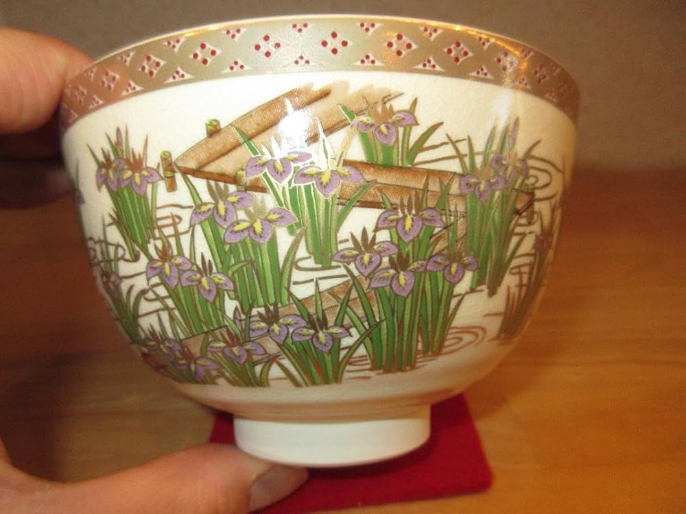 Amazon.co.jp: 込逢絢亭茶道具 茶碗 美濃焼 薩摩写 八ツ橋の図 宮地英