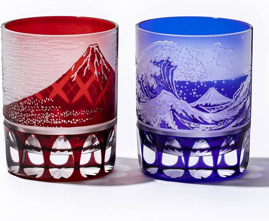 Amazon | 【 太武朗工房 公式 直販 】 江戸切子 赤富士・波富士に矢来
