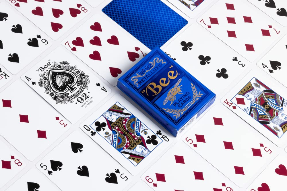 Bee MetalLuxe Playing Cards - Blue Foil Diamond Back, Standard
