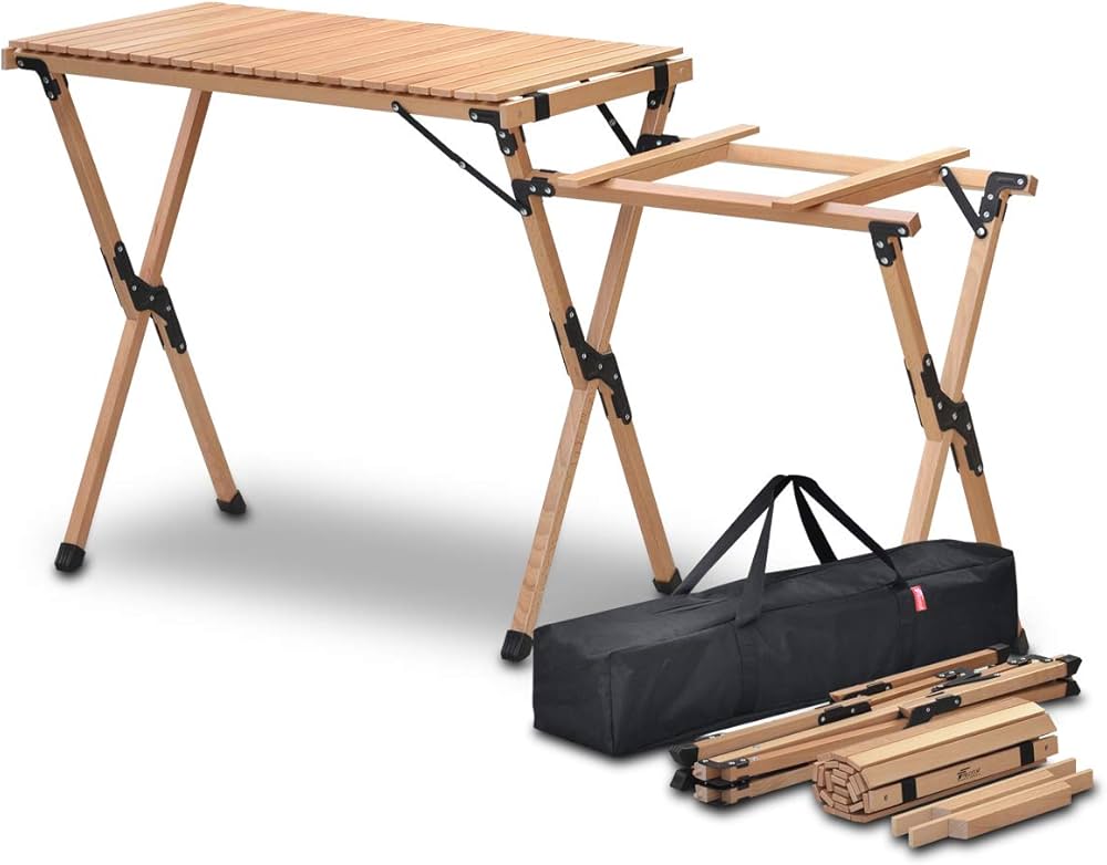 Amazon | FIELDOOR ウッドロールトップ キッチンテーブル 【ナチュラル