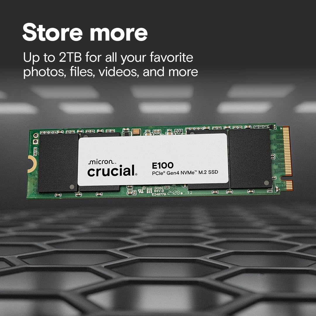Amazon.com: Crucial E100 1TB M.2 NVMe PCIe Gen4 Internal SSD, Up