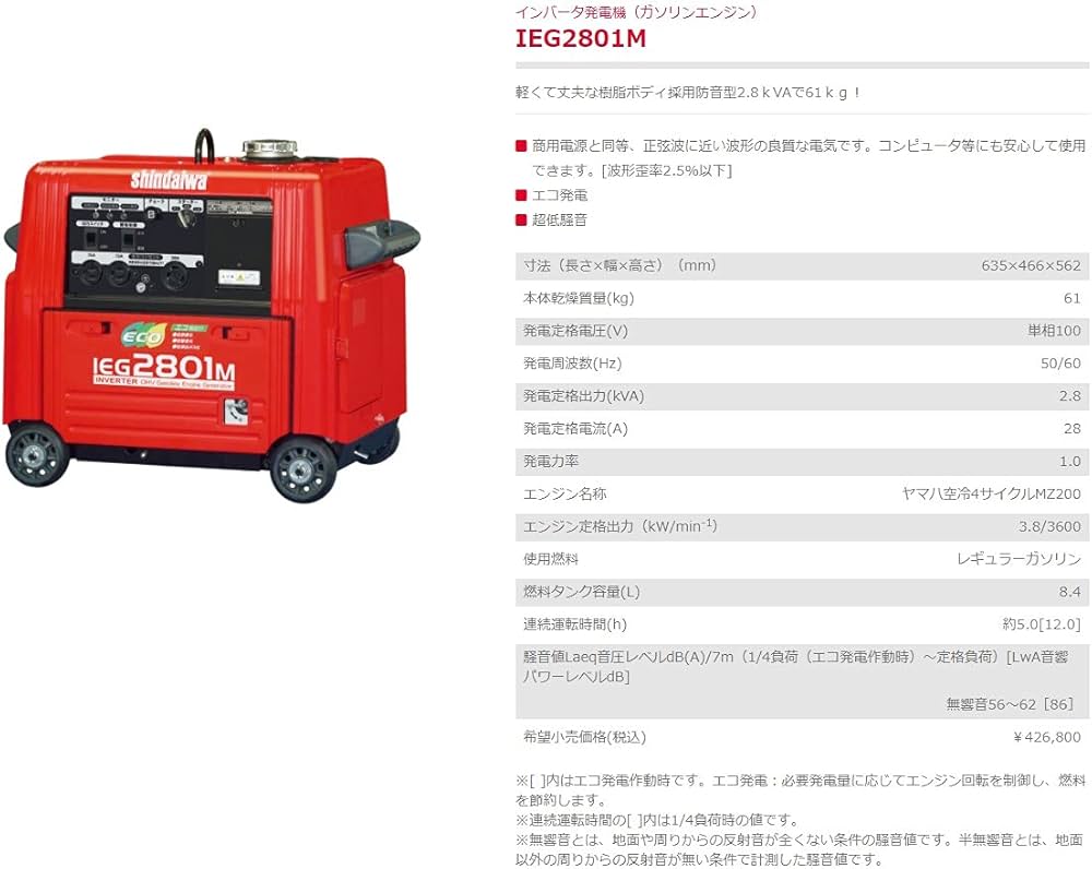 Amazon | やまびこ産業機械 新ダイワ インバータ発電機(防音型