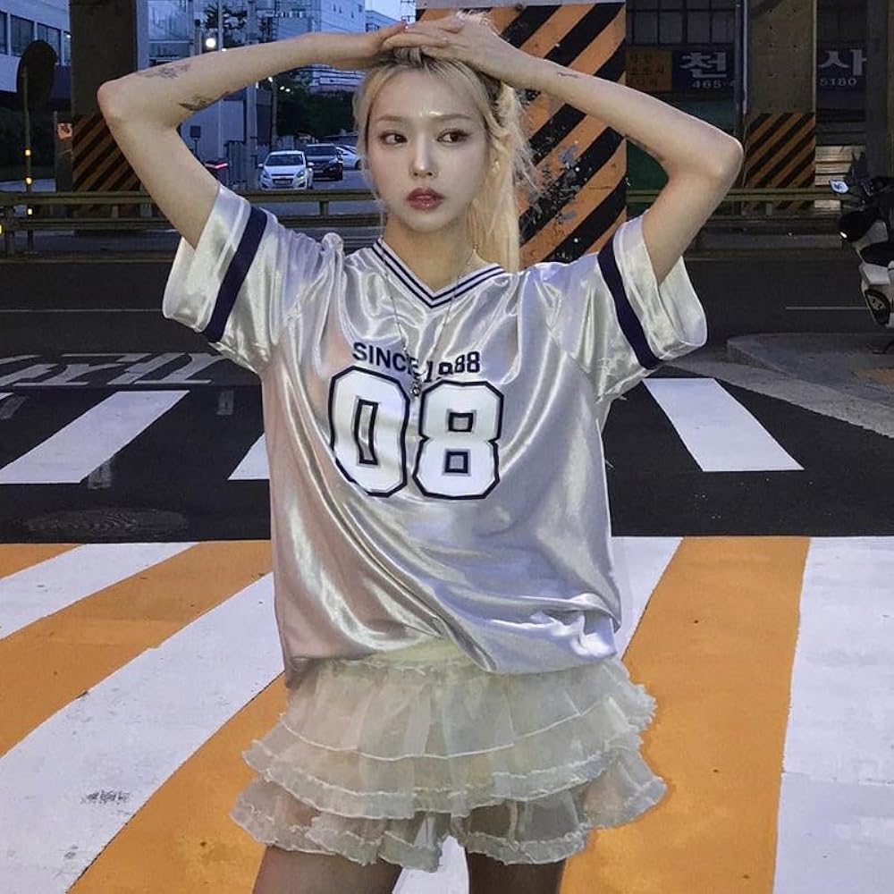 2024 American Jersey for Women Oversized 08 Letter Graphic Stripe