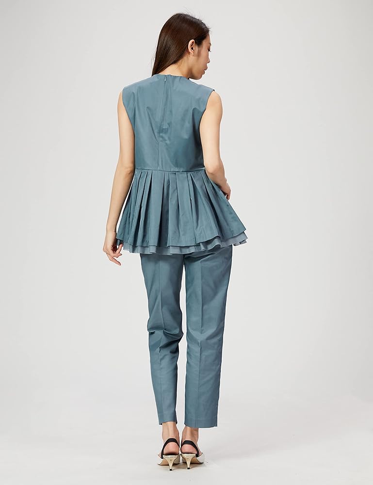 Amazon | [ミラオーウェン] ペプラムブラウステーパードパンツSET UP