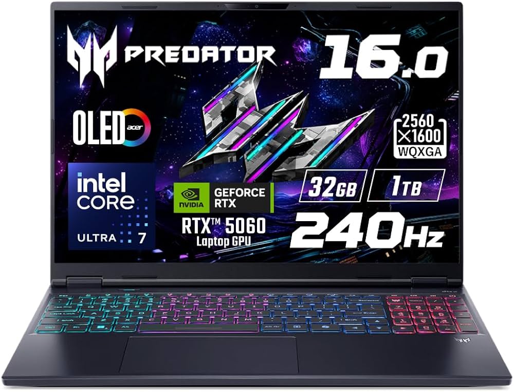 Amazon.co.jp: Acer Core Ultra 7 255HX RTX 5060 OLED 32GBメモリー