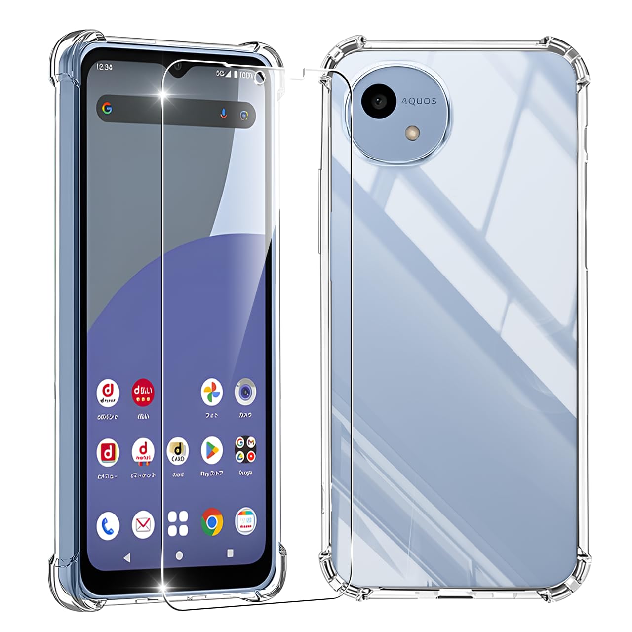 Amazon.co.jp: 対応 Aquos wish 5 ケース クリア 黄変防止 + Aquos