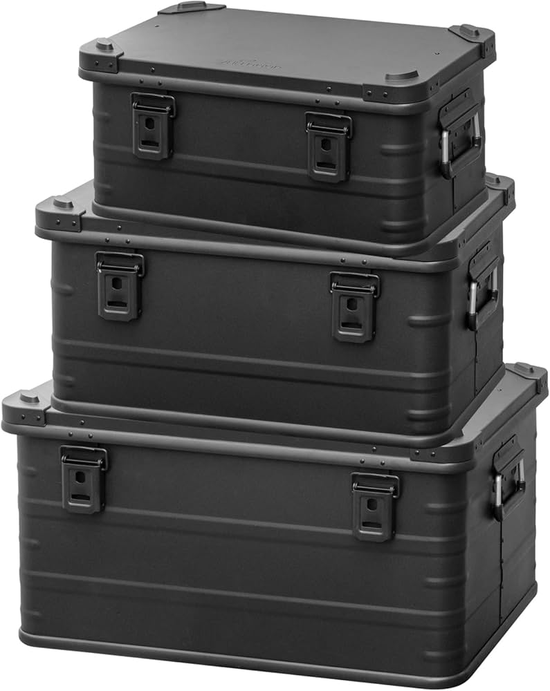 Amazon.co.jp: FIELDOOR アルミ コンテナ ボックス 蓋付き 【マット