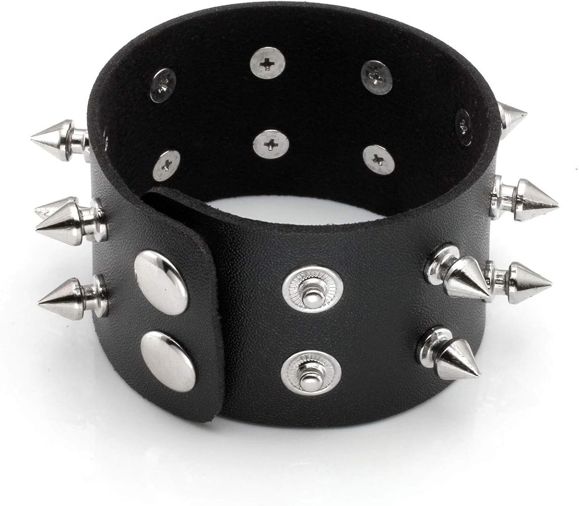 Amazon.com: Eigso Black Leather Bracelet for Women Men Punk Spike