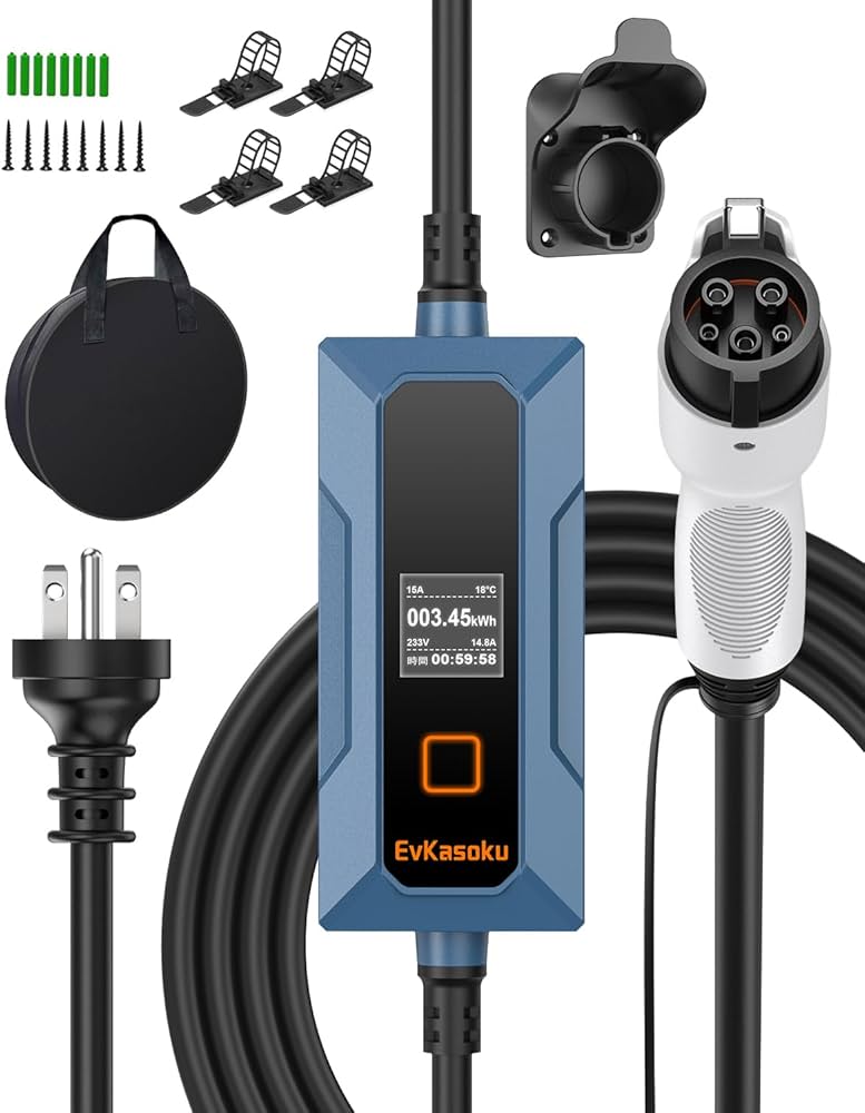 Amazon.co.jp: EvKasoku 100-240V 5/8/10/13/15A 電気自動車 EV充電