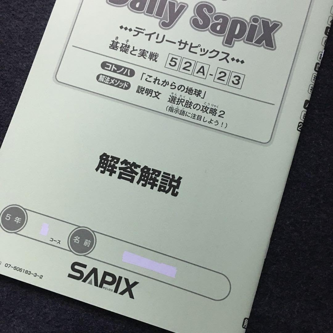 Amazon.co.jp: サピックス 5年 国語 1年分 季節講習 デイリーチェック