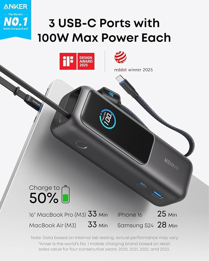 Amazon.com: Anker Laptop Power Bank 25K 165W with Built-in USB-C