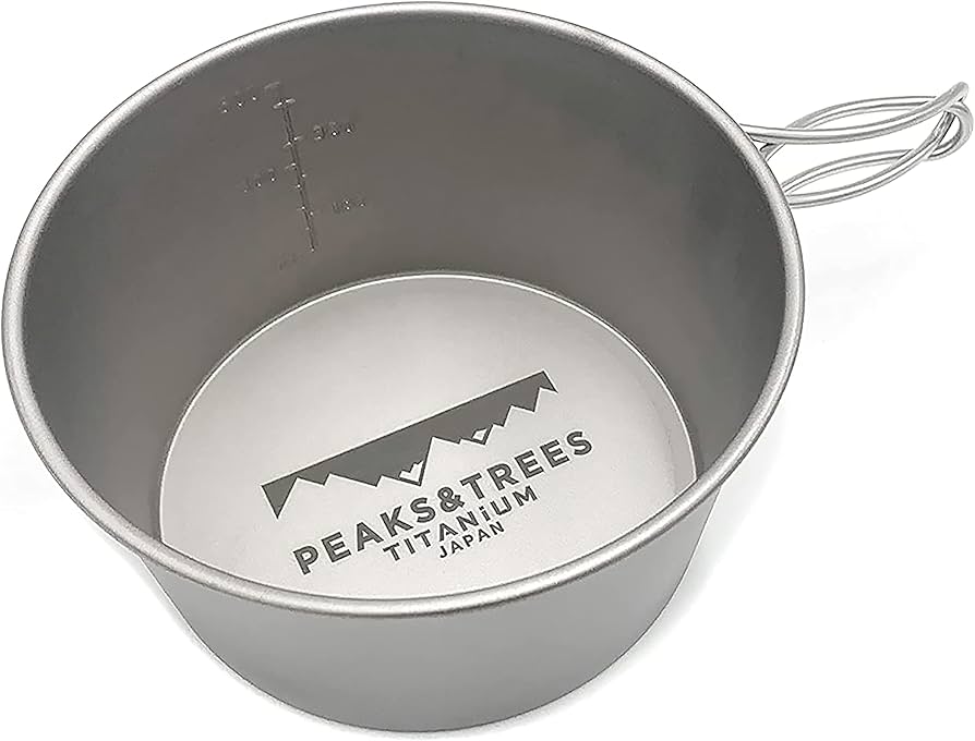 Amazon.co.jp: PEAKS&TREES チタン シェラカップ 直火 深型 600ml 燕