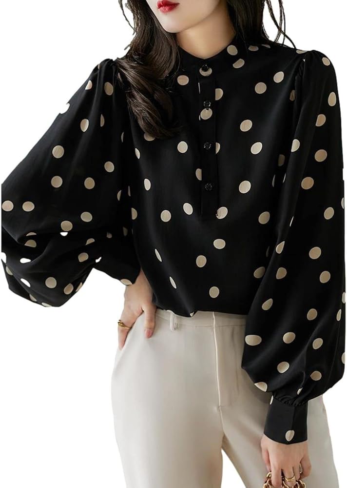 Amazon | [J-Scott] 【在庫限り】水玉柄パフスリーブブラウス