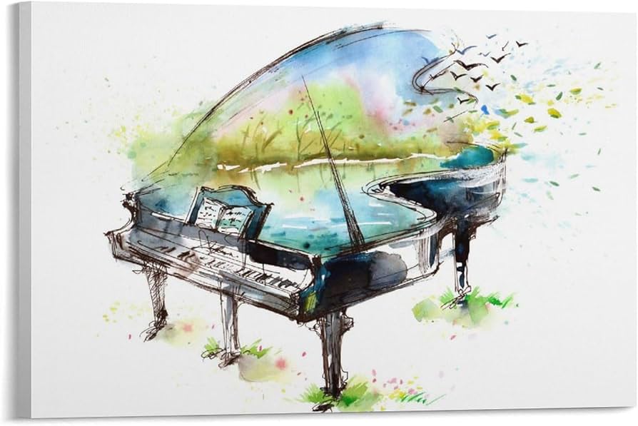 Amazon.co.jp: ピアノ水彩画ポスター モダン楽器のポスター ホーム装飾
