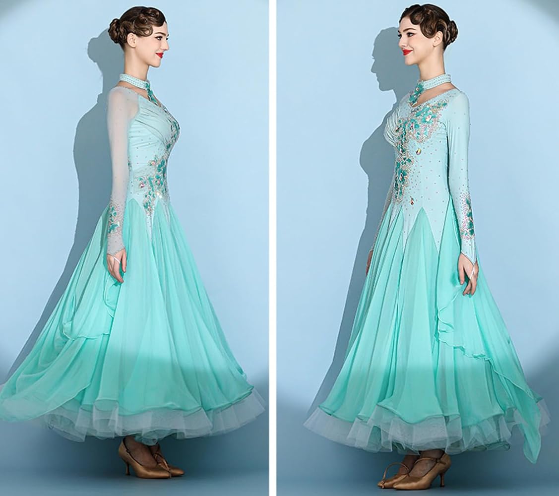 Amazon.co.jp: [RIKOUZY] 高級 社交ダンス ドレス ミントグリーン 豪華