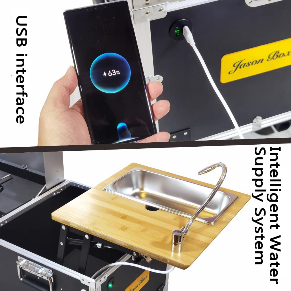 Amazon.co.jp: アウトドアキャンプキッチンモバイルキッチン、55L容量