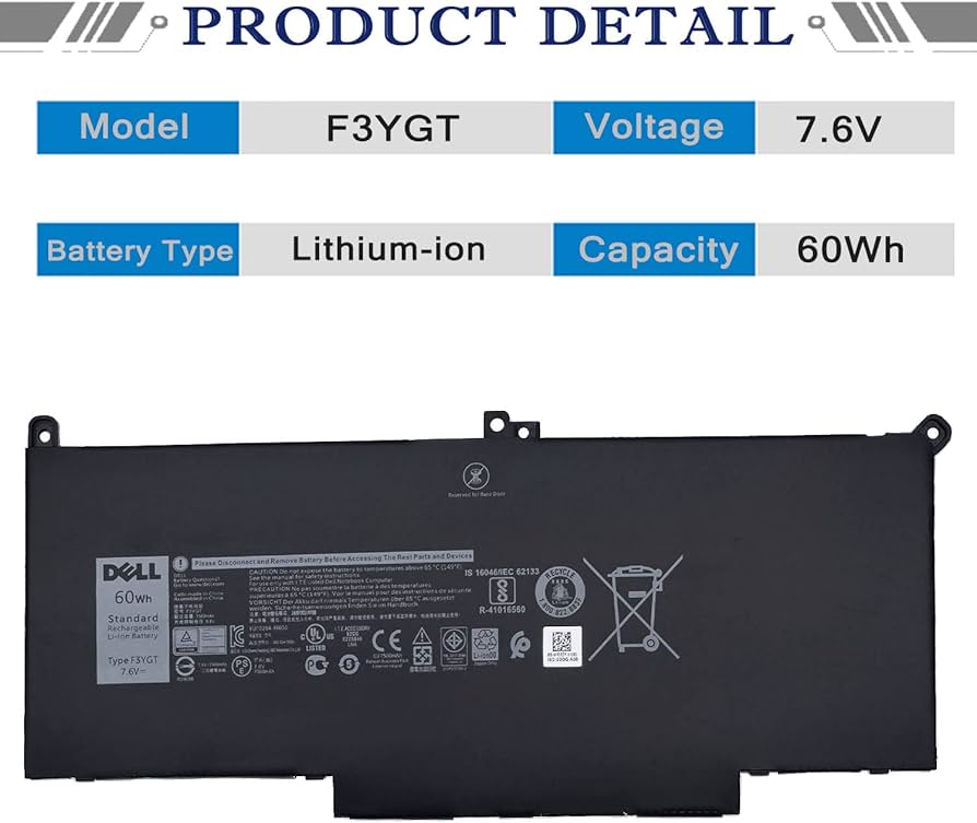 Amazon.com: DELL F3YGT Battery for Dell Latitude 12 7280 7290 13