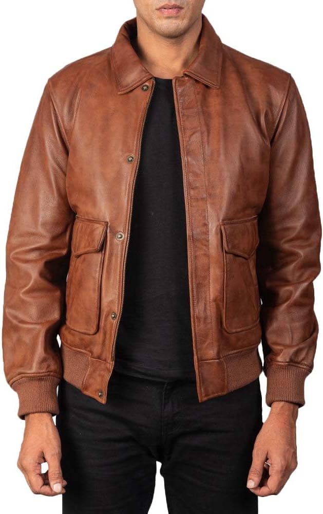 Men's Classic A2 Aviator WWII Flying Tiger Leather Jacket - Pilot