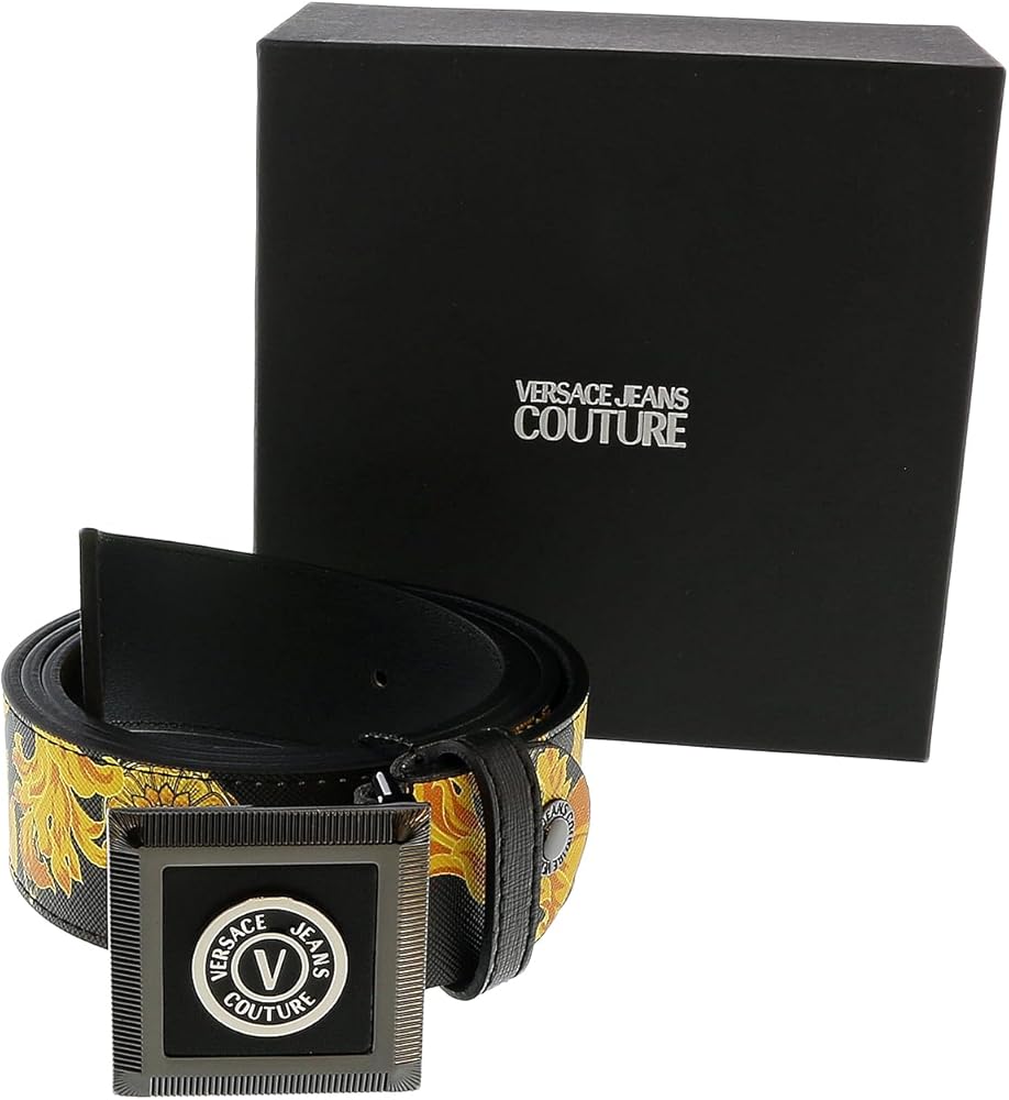 Amazon.com: VERSACE JEANS COUTURE Black/Gold V-Emblem Square