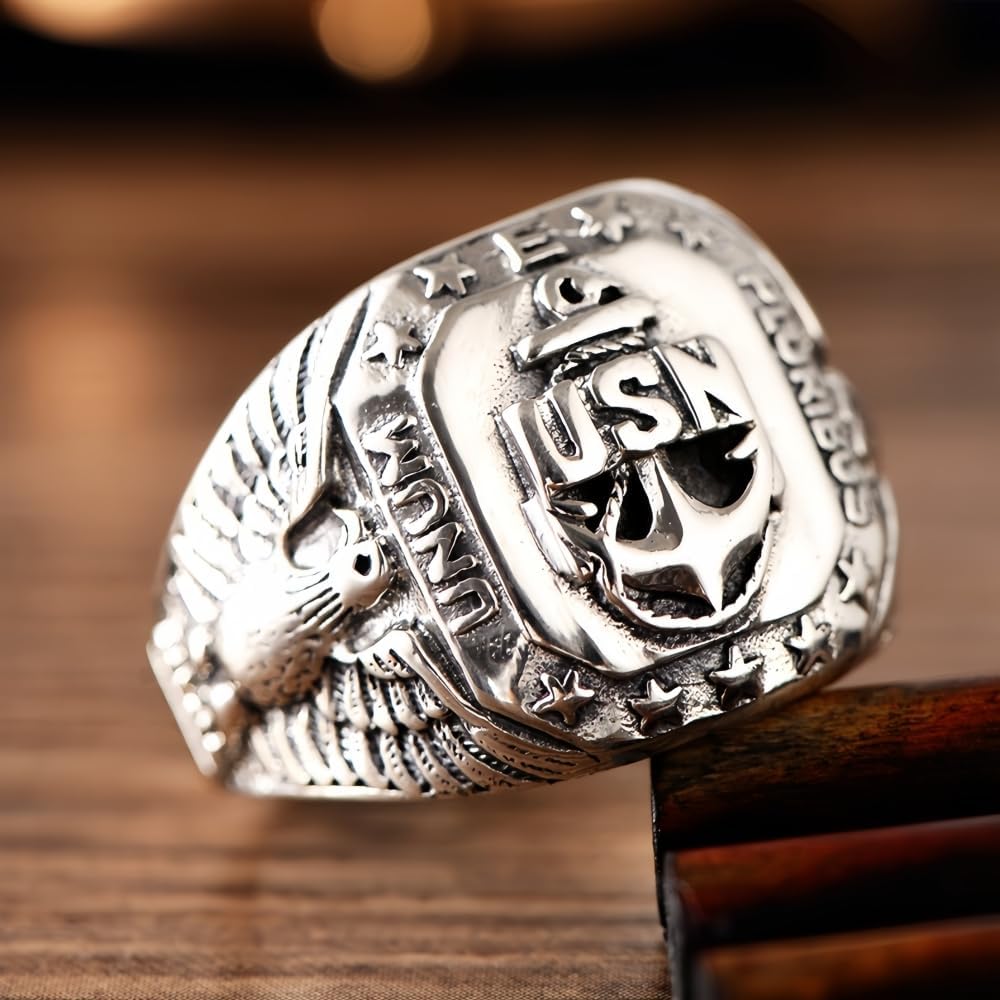 Vintage 925 Sterling Silver USN United States Navy Ring US