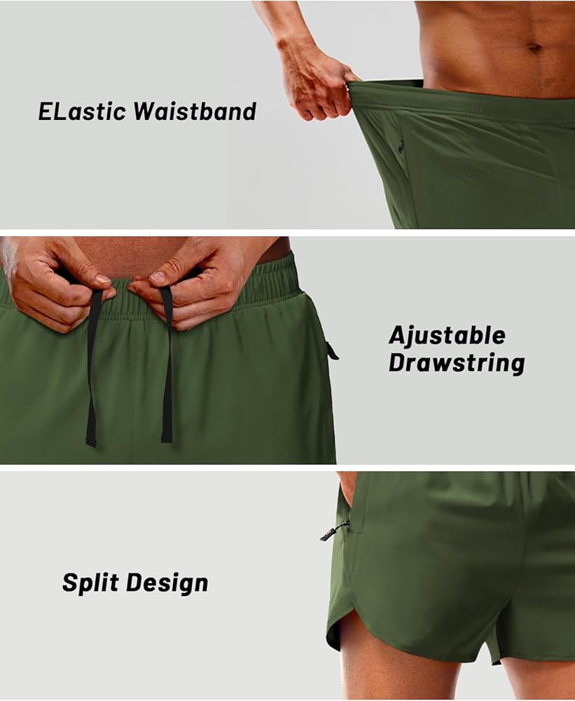 MIER Mens 3 Inch Running Shorts with Brief Liner Dry Fit Gym