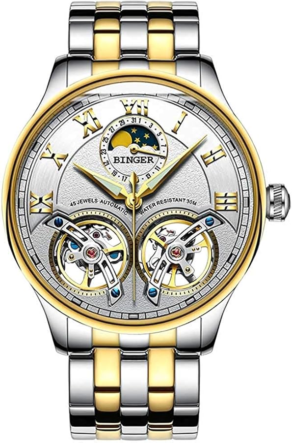 Amazon | スイスブランド メンズ腕時計 スケルトン ローマ文字板 自動