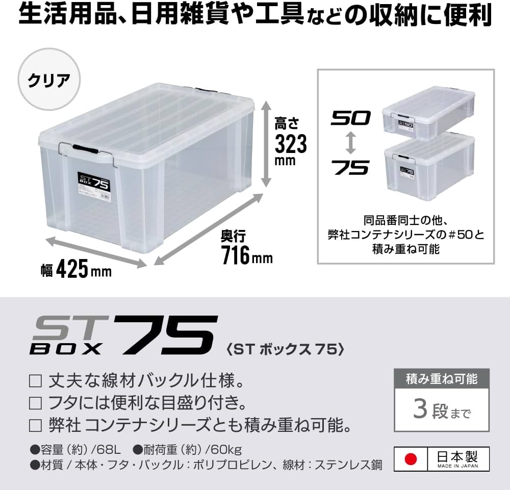 Amazon | アステージ STボックス ＃75 クリア | ツールボックス